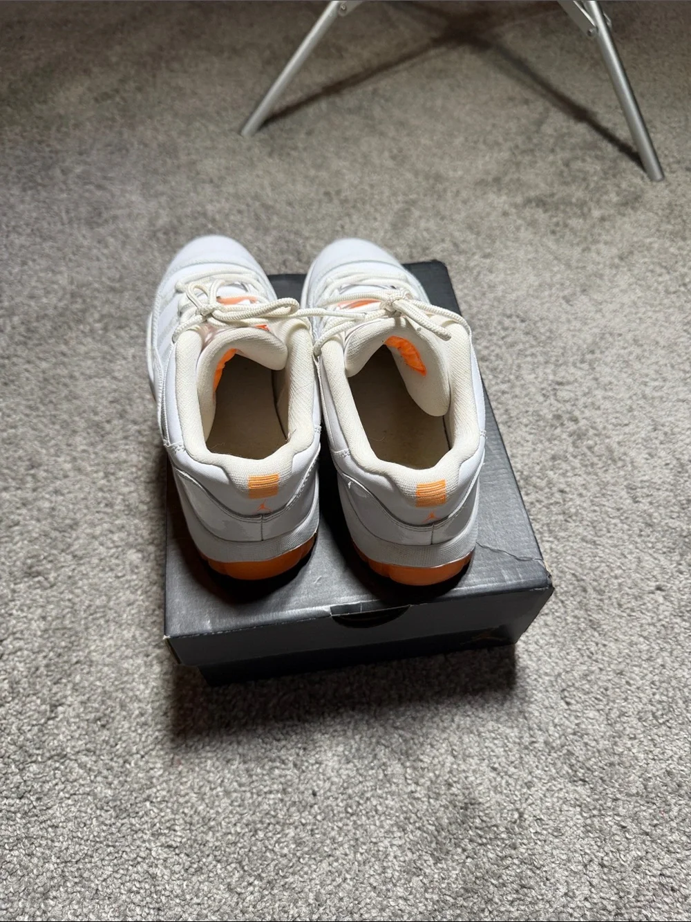 Jordan Kids White and Orange Low-Top Sneakers